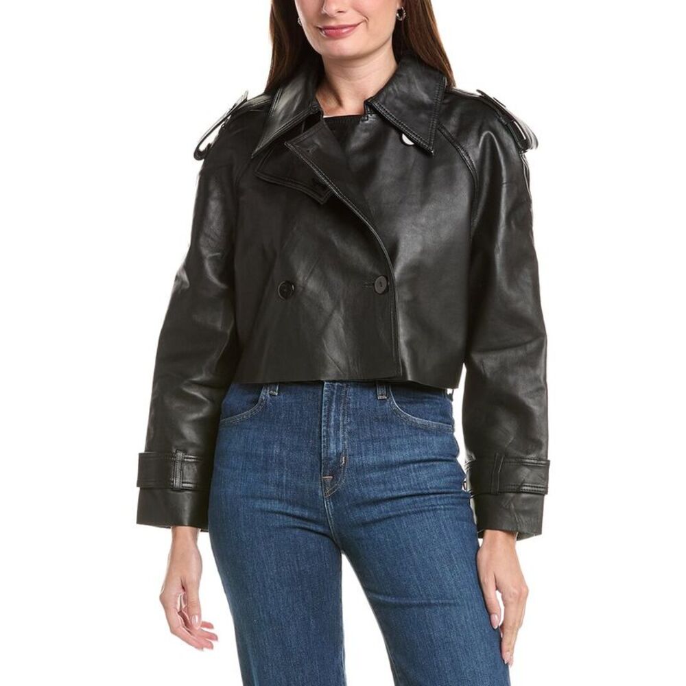 Walter Baker Womens Merci Leather Jacket, Black